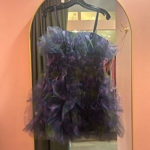 BCBGMaxAzria Navy and Purple Tulle Dress